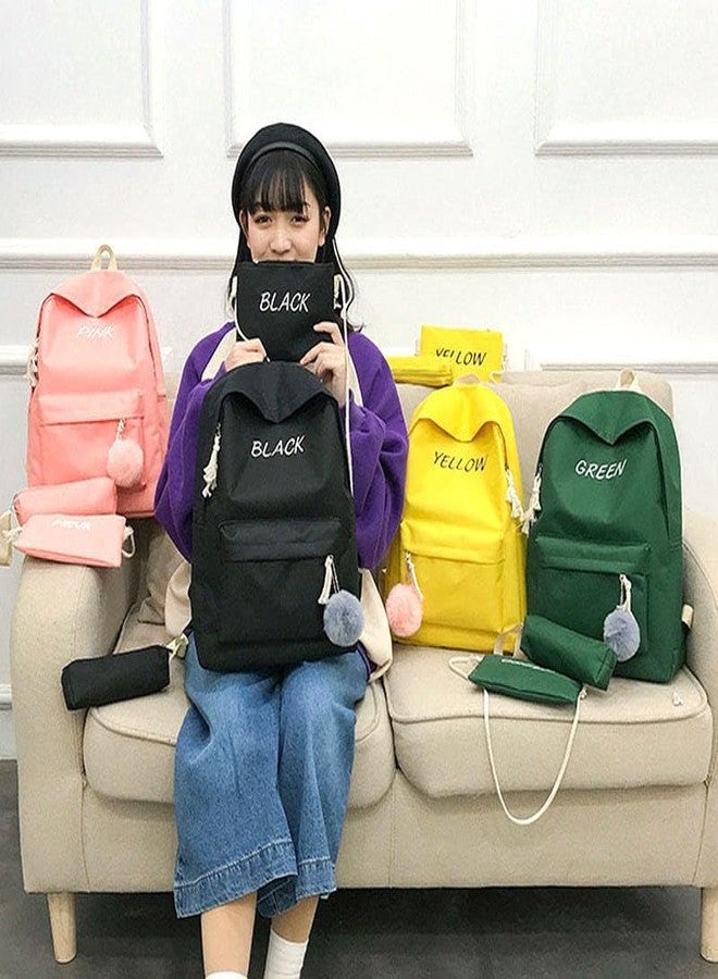 junelux Value Set 3-Piece-Set Shoulder Bag | Pencil Bag Backpack | Junior High School Students School Bag | Candy Color Backpack (Black) - Image 4